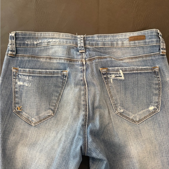 Kut from the Kloth Medium Blue Distressed Straight Leg Jeans - Picture 15 of 16